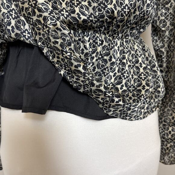 Lost & Wander Blouse W/S Black Gold Sm Peplum Parisian Boho Soft Gothic Artsy - Picture 4 of 10